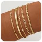BERISO Gold Bracelets for Women, Elegant Adjustable 14K Gold Plated Bracelet for Women, Trendy Minimalist Dainty Gold Bracelet for Everyday Wear