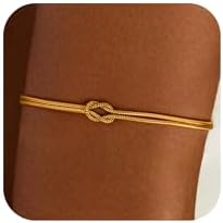 Mothers Day Gifts-Gold Knot Bracelets for Women Trendy -14K Gold/Whited Gold Plated Knot Bracelets Dainty Gold Bracelet for Women Non Tarnish Waterproof Jewelry for Women Gifts