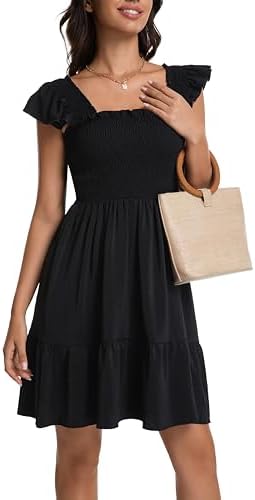 Women's Summer Short Sleeve Casual Dresses V-Neck Floral Party Dress with Pockets