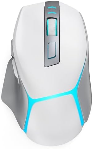 JOYACCESS Wireless Gaming Mouse, Supports Bluetooth/2.4g/Wired Connections 12500 DPI, 1000hz, Rechargeable, 20m Clicks, 6 Buttons, RGB Backlit Ergonomic Mouse for Windows/Mac Gamers (Silver-Gray)