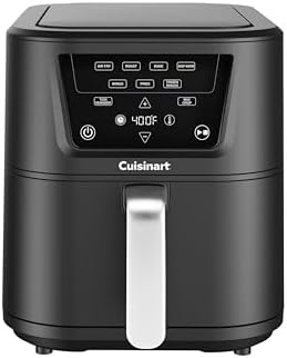 Cuisinart CompactMax 8-Quart Basket Air Fryer for Large Family Meals, Compact Ceramic Countertop Fits a 4.5-lb Chicken, 4-in-1 Air Fry, Roast, Bake & Keep Warm, Easy-Clean Dishwasher-Safe, AIR-210