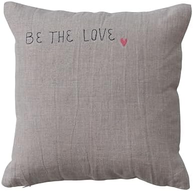 Creative Co-Op Linen Embroidered Heart Pillow