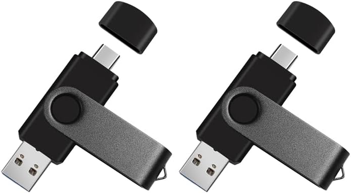 2-Pack 256GB Dual USB Flash Drive 2.0 - USB C & USB A 2-in-1 Thumb Drive for PC, Type C Phones,External Memory Stick for Photos/Videos