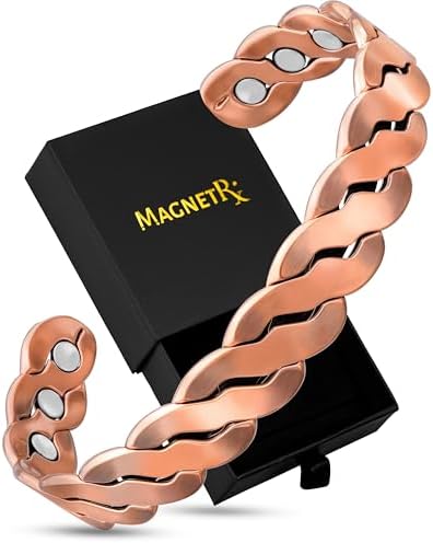 MagnetRX Copper Magnetic Bracelets – Effective Pure Copper Bracelet for Men and Women – Adjustable Cuff Bangles (Twisted Copper)