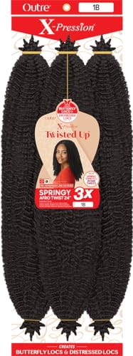 Outre Crochet Braids X-Pression Twisted Up 3X Springy Afro Twist 24" (1-pack, 1B)