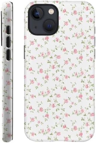 Generic Case Compatible with iPhone 15 - Hybrid Durable Shockproof Phone Cover,Cases for Woman Girl - White Flower