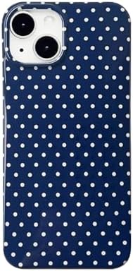 for iPhone 13/iPhone 14 Case Polka Dot Phone Cases,Cute Aesthetic Trendy Minimalist Boho Design Funky Elegant Slim Thin Shockproof Protective Girly Cover，Navy Blue Dots 6.1inch