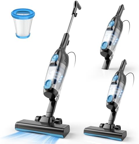 Vazone R6X Corded Stick Vacuum Cleaners for Home, 20Kpa Powerful Suction Stick Vacuum with 16Ft Cord, 2 in 1 Lightweight Vacuum Cleaner for Hardwood Floor Pet Hair