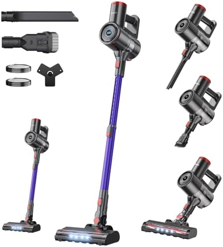 RoneAir Cordless Vacuum Cleaner,40Kpa 45Min Vacuum Cleaners for Home,Self-Standing,Stick Vacuum with Wall Mount Storage,Anti-Tangle &,6 in 1 Lightweight Vacuum for Hard Floors Carpet Pet Hair - Purple