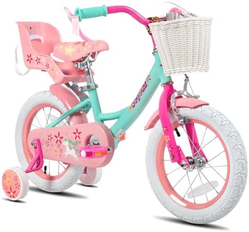 JOYSTAR Unicorn Kids Bike for Girls Ages 2-9 Years Old, 12 14 16 18 Inch Kids Bike with Training Wheels, Doll Seat, Streamers and Basket, Toddler Girl Bicycle, Multiple Colors