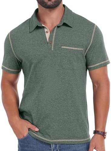 Sailwind Men's Short Sleeve Polo Shirts Casual Summer Classic Collared Golf Shirt with Pocket