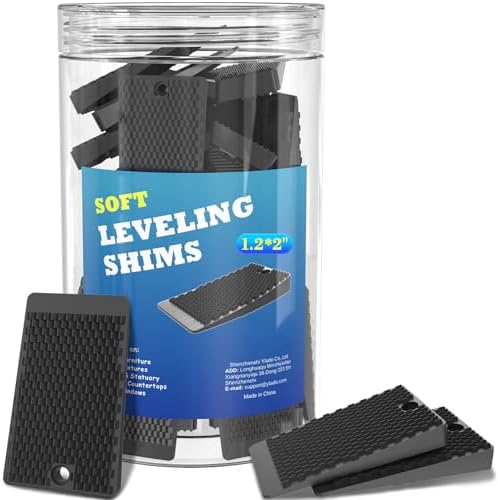 YARKOR Furniture Levelers, 80 Piece Jar, Plastic Shims for Leveling, Black Rubber Wedge for Table Toilet Refrigerator Piano, Small Shims for Home Improvement and Work (80pcs- Black)