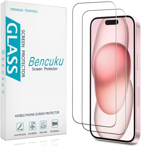 (2 Pack) Screen Protector for iPhone 15 Tempered Glass 6.1-inch, Easy to Install, Bubble Free, 9H Hardness