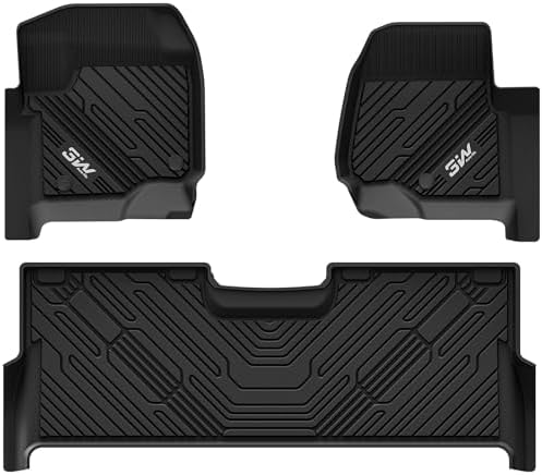 3W Floor Mats Fit for Ford F250 F350 F450 F550 2017-2025 2026 Super Duty Crew Cab Bucket Seat with Under Seat Storage, All Weather TPE Custom Fit F 250 Floor Liner(Not for Vinyl Floor), Upgraded