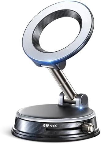2026 Upgraded Vacuum Magnetic Car Phone Holder, 85LBS Strongest Suction & 2600gf Magnetic for Magsafe Car Mount, 360° Adjustable Foldable Cell Phone Holders for Your Car for iPhone 17 Pro Max 16 15