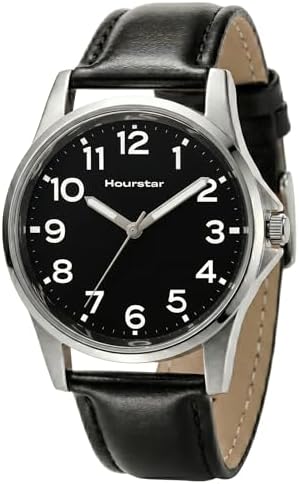 Watches for Men, Wrist Watch with 42mm Easy Reader Large Face, Leather Strap, Casual Analog Quartz Watch