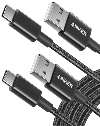 Anker Cable [2 Pack 10ft], USB A to USB C Cable for iPhone 17 Series,Samsung Galaxy S10 S10+, LG V30, Beats Fit Pro and More (Black).
