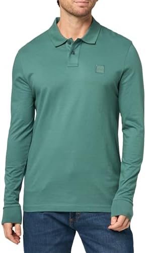BOSS Men's Square Patch Logo Slim Fit Long Sleeve Polo Shirt
