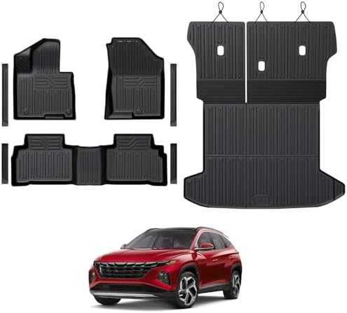 Floor Mats Set for 2022-2025 2026 Hyundai Tucson Gas (Not fit Hybrid), Full Coverage All Weather Floor Mats Cargo Mat with Backrest Protectors & Door Sill Guards for Tucson Accessories