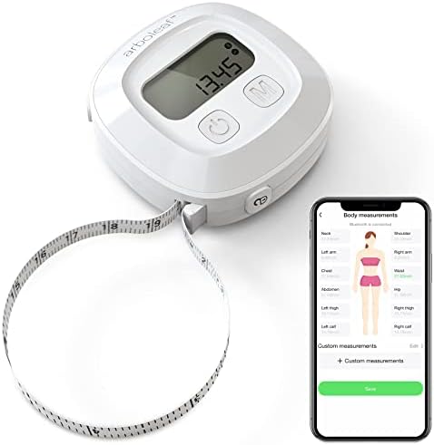 arboleaf Digital Body Tape Measure, 60in Body Measuring Tape, Bluetooth Measuring Tape for Body Measurements with App, Body Fat Measurement Device for Weight Loss, Locking, Retractable