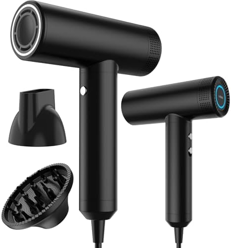 Professional High Speed Ionic Hair Dryer | Ultra-Fast Drying | Low Noise | 110000 RPM |Metal Body |Household Travel| Compact Blow Dryer with Magnetic Diffuser for Faster Drying All Hair Types