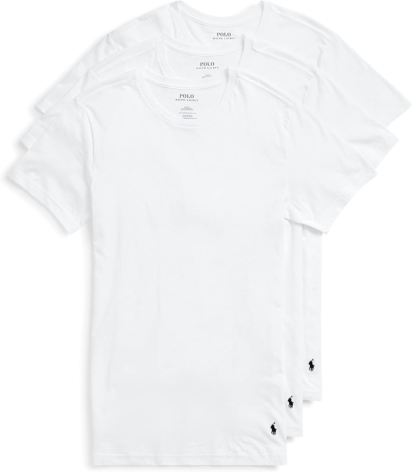 Polo Ralph Lauren Men's T-Shirt Pack, 3-Pack, Cotton Men's Clothing Crewneck Undershirt, Slim Fit Short-Sleeve Tees