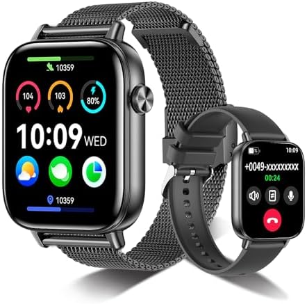 Smart Watch for Women Men, 1.83" HD Smartwatches (Answer/Make Call), IP68 Waterproof Activity Fitness Tracker, HR, Sleep Monitoring, Pedometer, Fitness Watch for Android iOS (Black)