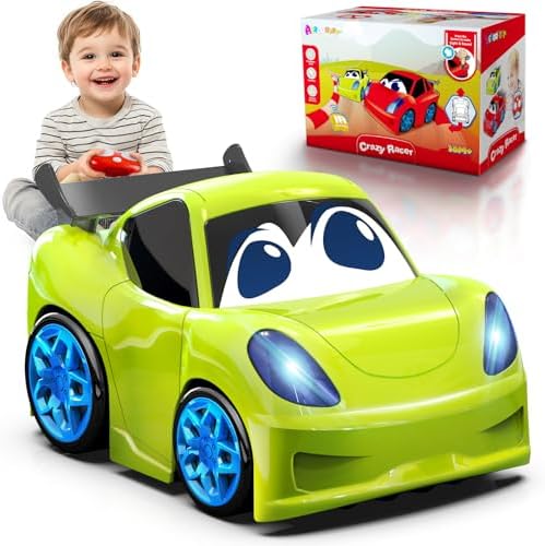 AEROQUEST Remote Control Car for Toddlers for Boys Light-Up Educational Fun Toy Cars for Interactive Durable Toys for 2 3 4 5 6 Girls Kids