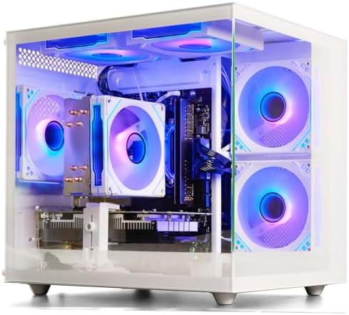 Prebuilt Gaming PC Desktop Ryzen 7 8700F, GeForce RTX 4060, 32G DDR5 RAM, 1TB NVME 3.0 SSD, WiFi 6, Tower Computer for AAA Gaming, Streaming & Creative Work (White)
