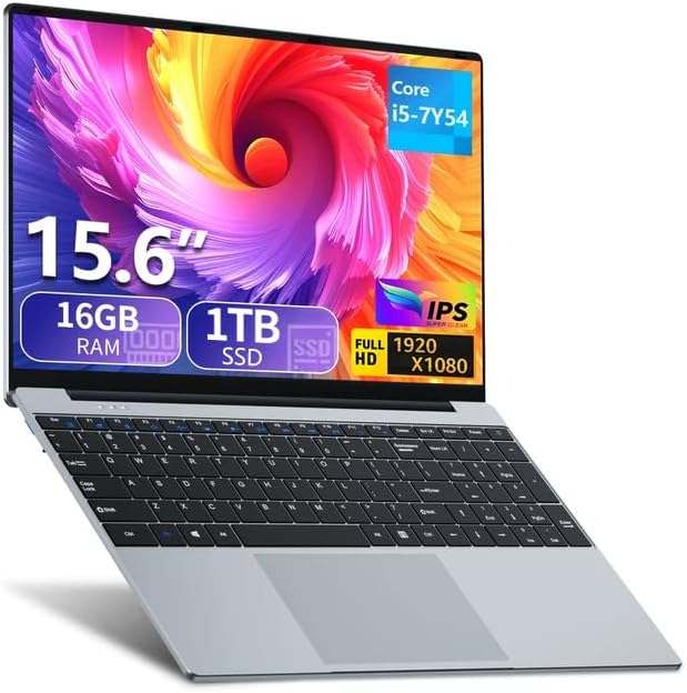 Laptop Computer 2026,15.6 inch Laptop Core i5-7Y54 Processor, Win 11 Pro Laptop 16GB RAM 1TB SSD, 1920 x 1080 FHD 16:9 Display, Office Suite Notebook with Backlit Keyboard, Student Business Laptops