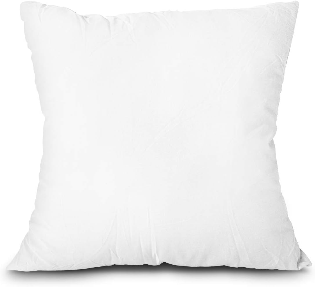 EDOW Throw Pillow Insert, Lightweight\u2002Soft Polyester Down Alternative Decorative Pillow, Sham Stuffer, Machine Washable. (White, 18x18)