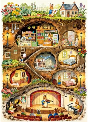 HUADADA Puzzles for Adults 1000 Pieces-Family Jigsaws Puzzles Game 1000 Piece Jigsaw Puzzles for Adults Gift-Rabbit House