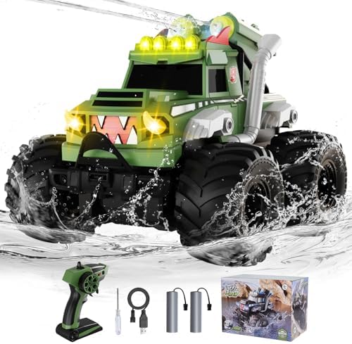 Remote Control Car, Waterproof Monster Truck Toys RC Cars for Boys, 1:18 Amphibious 4WD All Terrain Off-Road Pickup Toy Trucks, Christmas Birthday Gift Boys Girls Kids Ages 6 7 8-12 Years Old