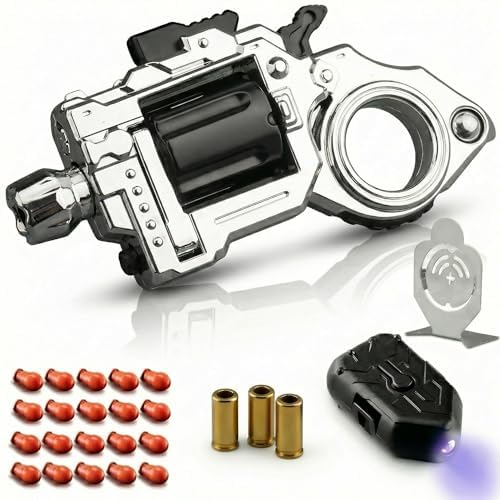Metal Fidget Gun for Stress Relief & Focus - Steel Mini Anxiety Toy for Adults, Handheld EDC Fidget Gun with Bullets and Target, Alloy Fidget Slider Clicker Spinner, Study Travel Gift for Man