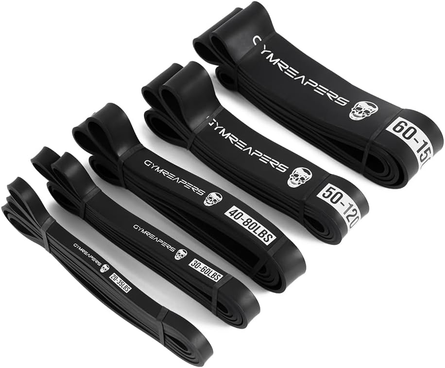 Gymreapers Resistance Bands for Working Out \u2013 Elastic Pull Up Exercise Assistance Bands Set for Powerlifting, Stretching, WOD, Strength Training \u2013 for Men &amp; Women