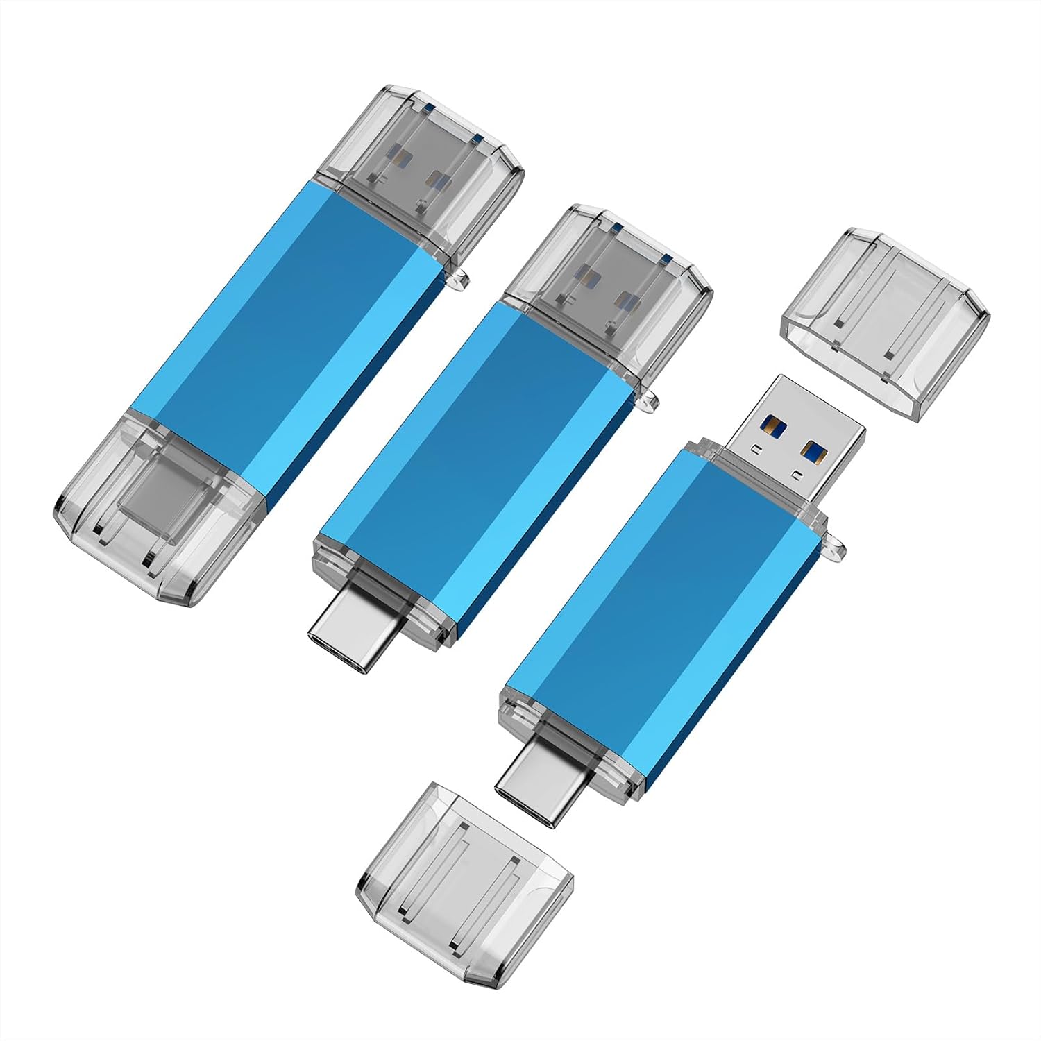 KOOTION 32GB USB C Flash Drive 3-Pack 2 in 1 OTG USB 3.0\/Type C Thumb Drive Dual Drive USB C Memory Stick for Smartphone Laptop Tablet PC, Blue