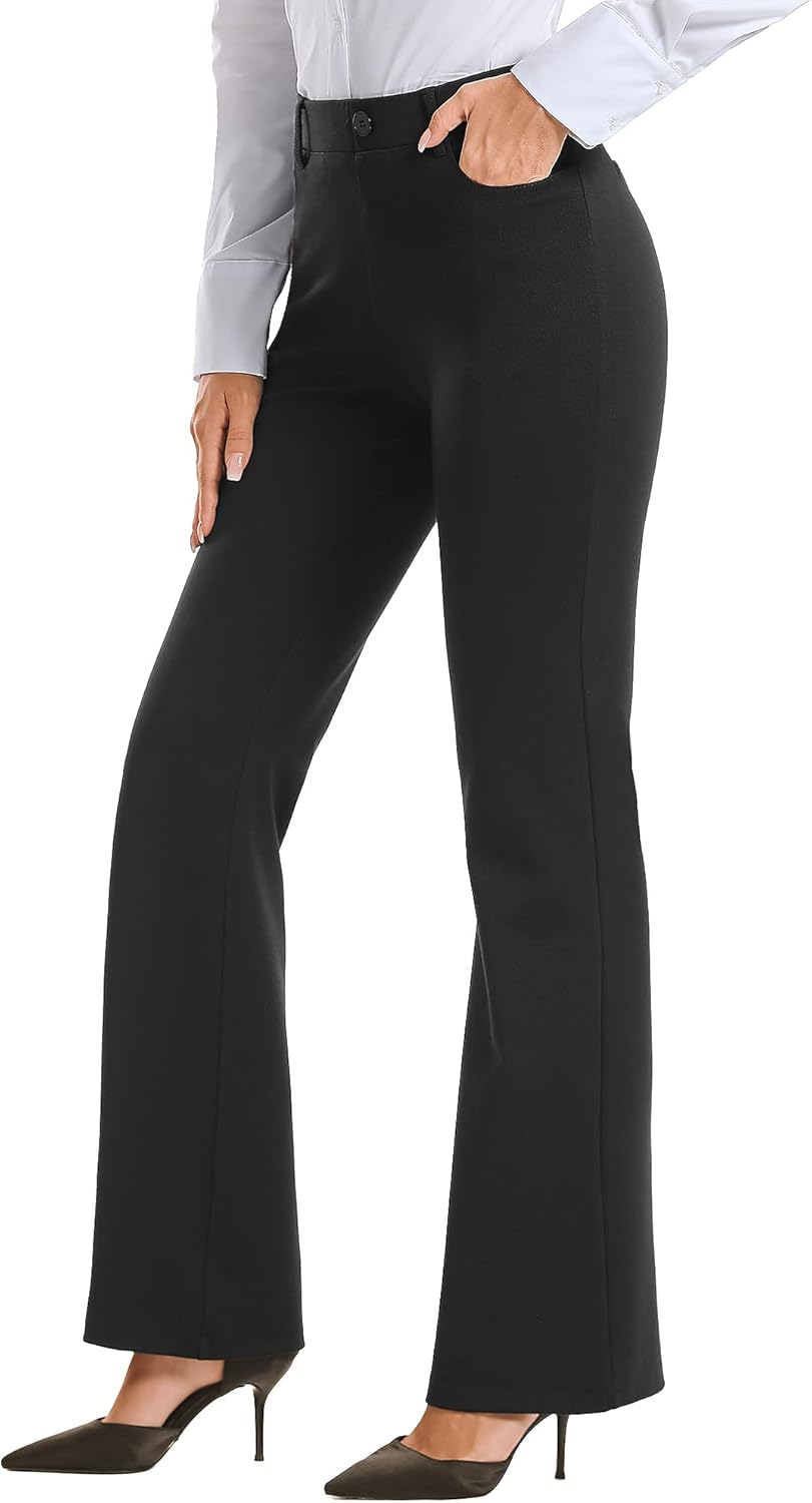 Stelle Women 28"\/30"\/ 32" Bootcut Dress Pants Business Casual Work Pants with Pockets Pull On Regular Slacks for Office