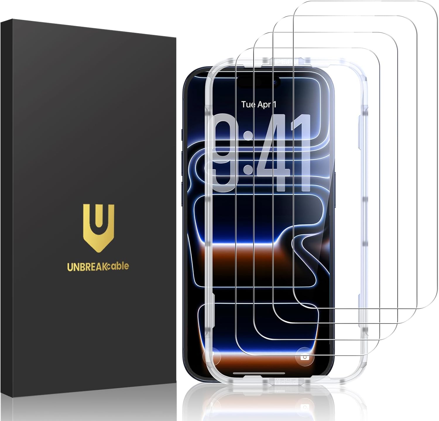 UNBREAKcable 4-Pack Screen Protector for iPhone 17 Pro, Double Shatterproof Tempered Glass [Easy Installation Frame] [9H Hardness] [99.99% HD Clear] [Case Friendly] for iPhone 6.3 inch