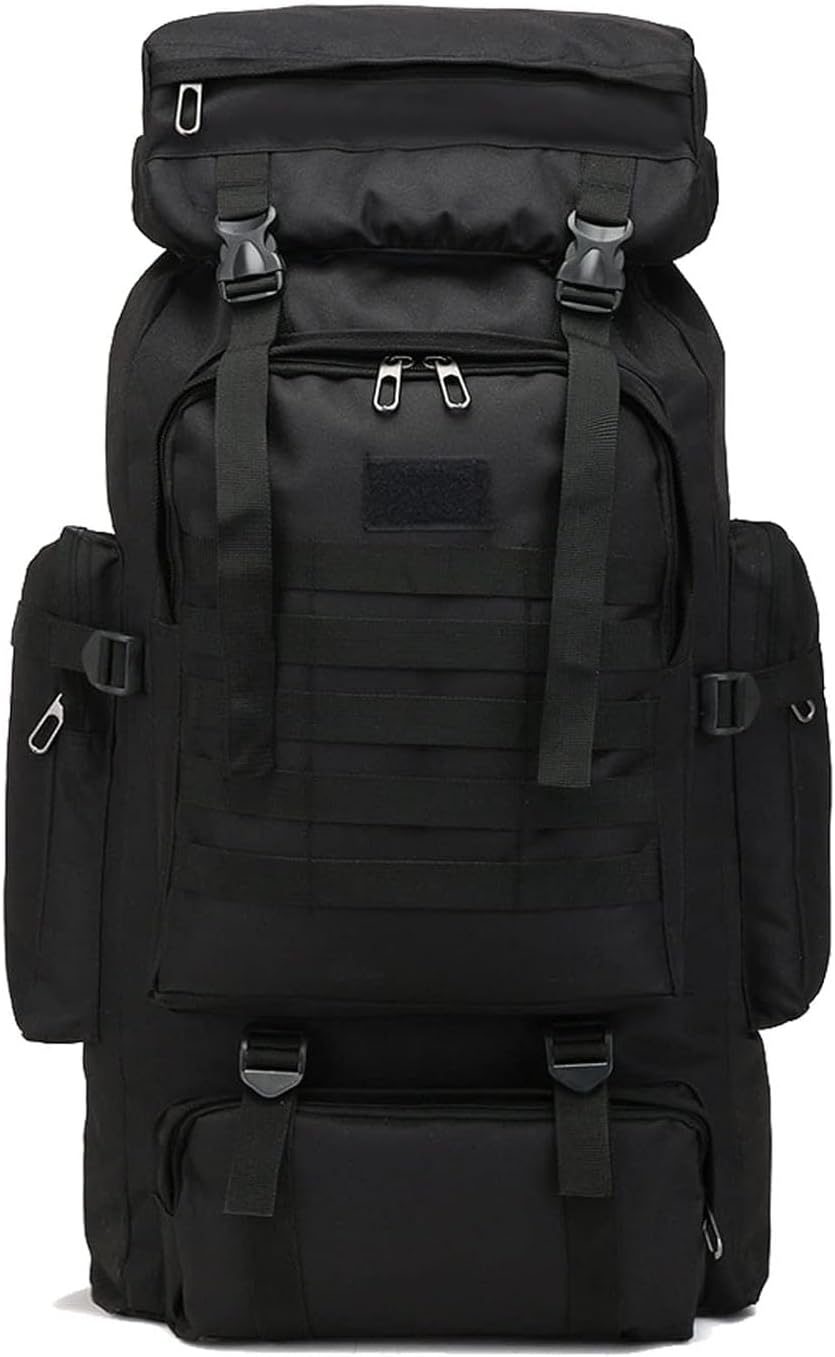 Ziliyy 70L Hiking Backpack for Men, Waterproof Lightweight Camping Backpack, Military Rucksack with Molle, 3-Day Assault Pack for Travel, Climbing, Outdoor Sports(Black)