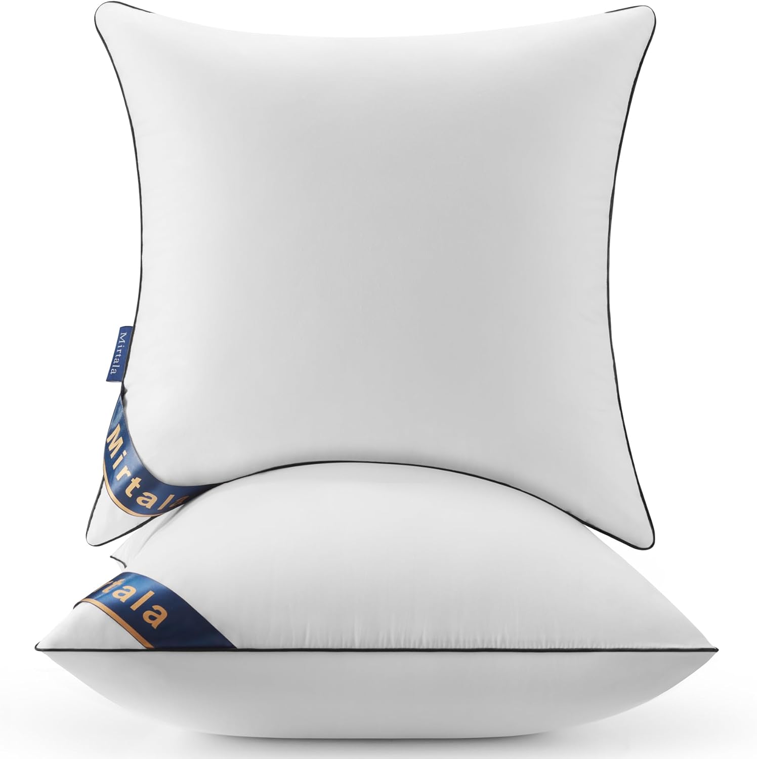 Mirtala 18"x18" Pillow Inserts Set of 2 with 100% Cotton Cover Decorative Square Throw 18" Pillows Living Room, Sofa, Couch, and Bed-White