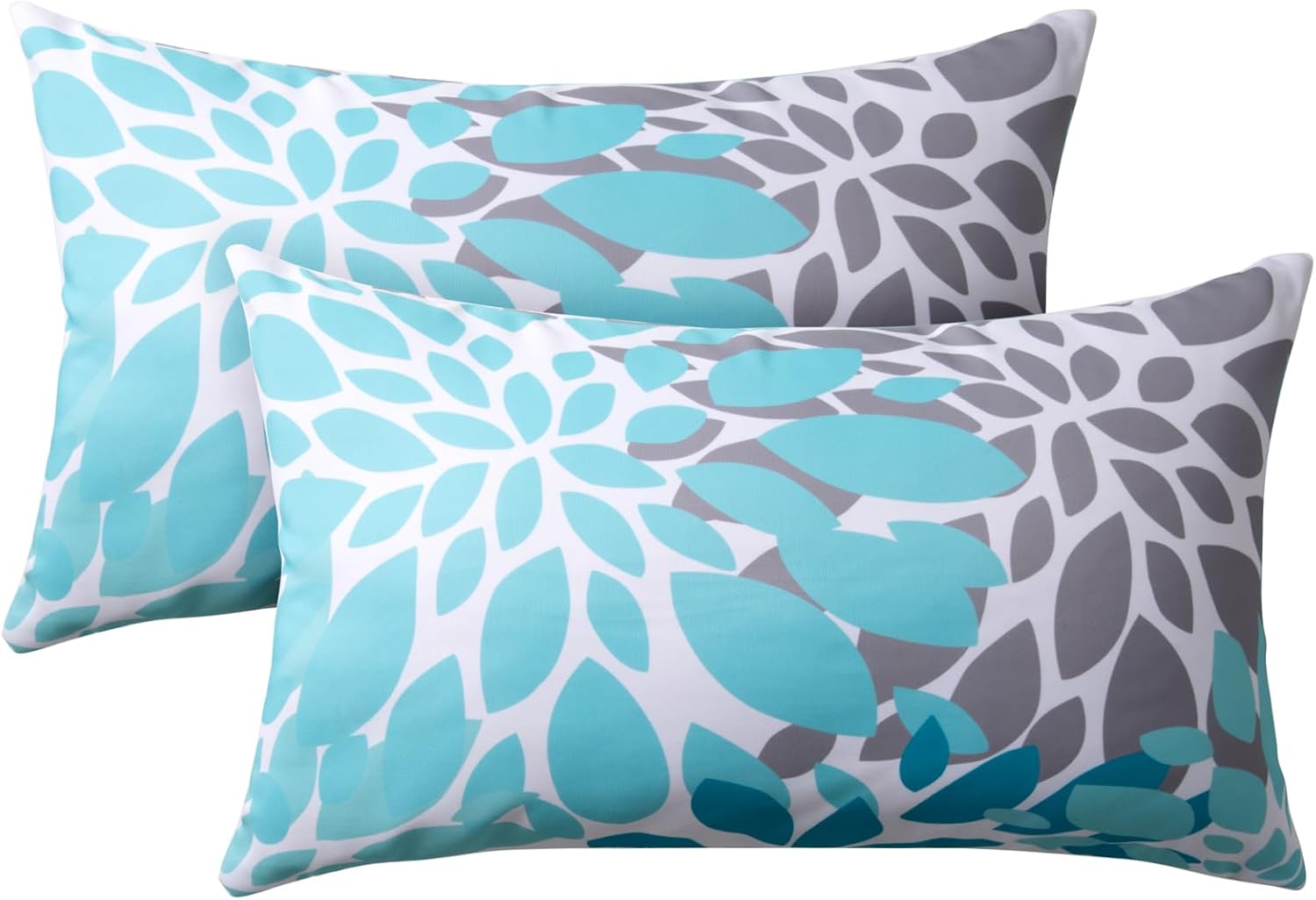 CASAJOY Outdoor Pillows, Pack of 2 12x20 Lumbar Pillows Water Resistant Decorative Throw Pillows for Couch, Sofa and Patio Furniture(Blue)