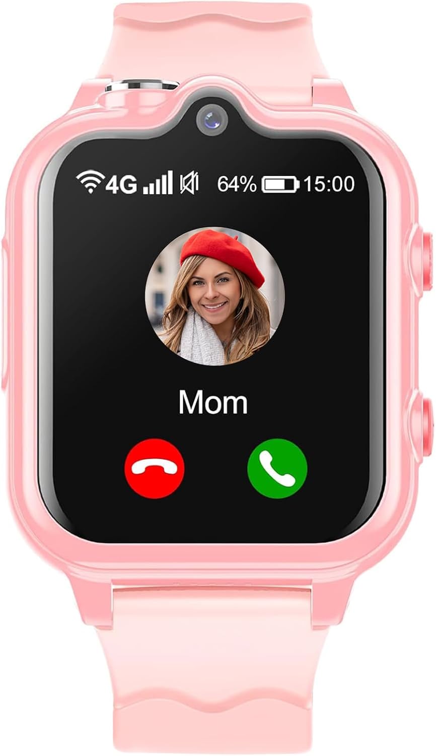 DDIOYIUR Smart Watch for Kids, 4G Kids GPS Watch with WiFi, SMS, Call, Voice Video Chat, Bluetooth, Audio Recording, Alarm, Pedometer, Kid Smart Watch Christmas Birthday Gifts for 4-16 Students.