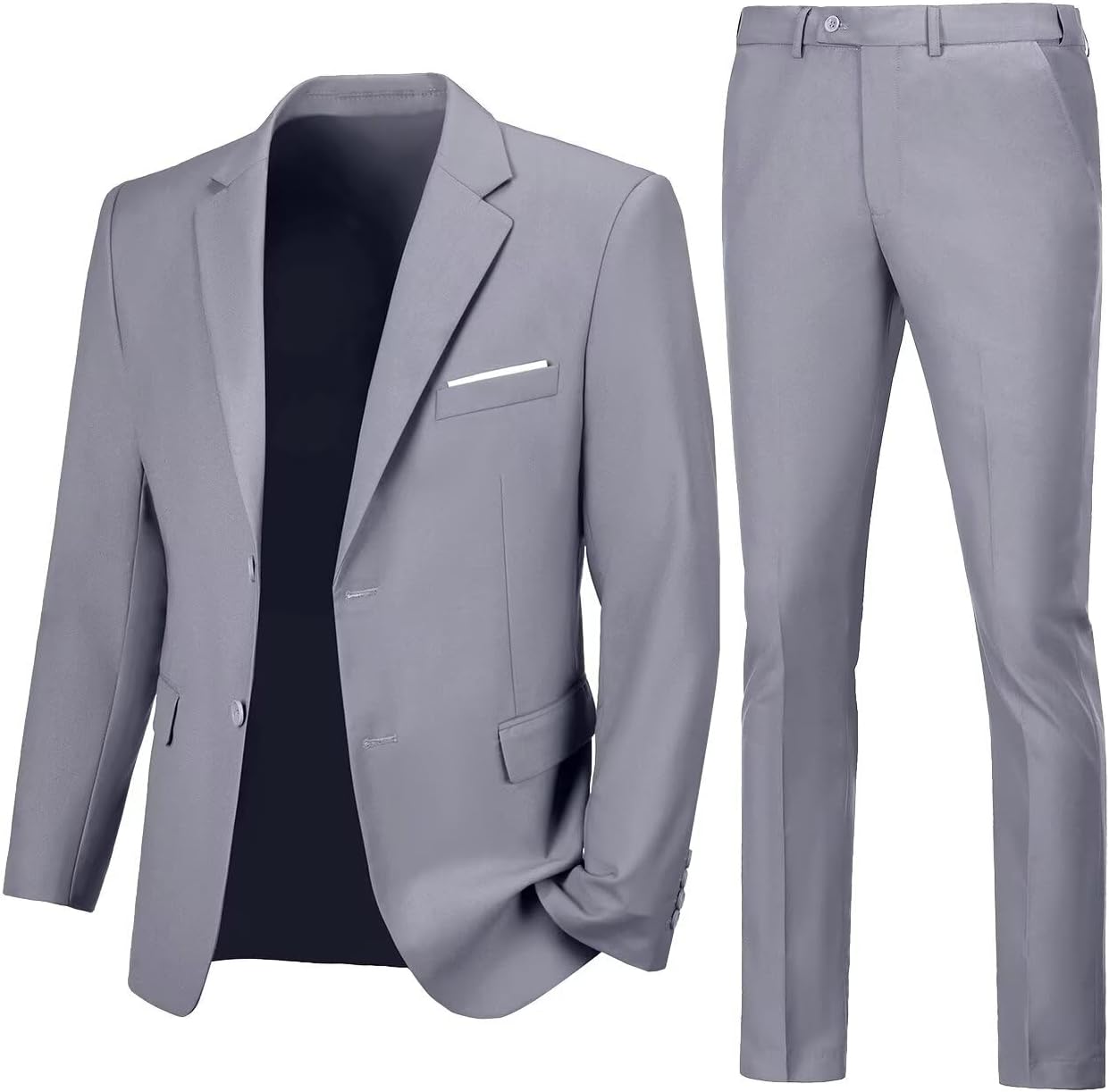 Lynerun Mens 2 Piece Slim Fit Suit Two Button Formal Solid Suit Jacket Pants Set Wedding Work Prom Tuxedo Men