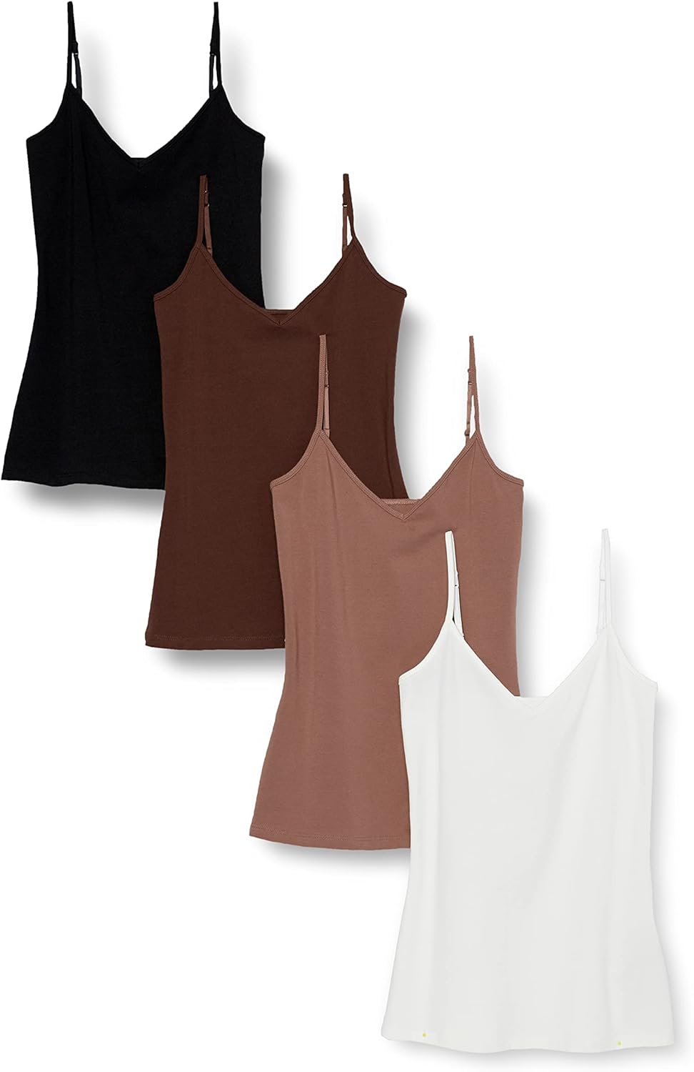 Amazon Essentials Women's Slim-Fit V-Neck Cami, Pack of 4