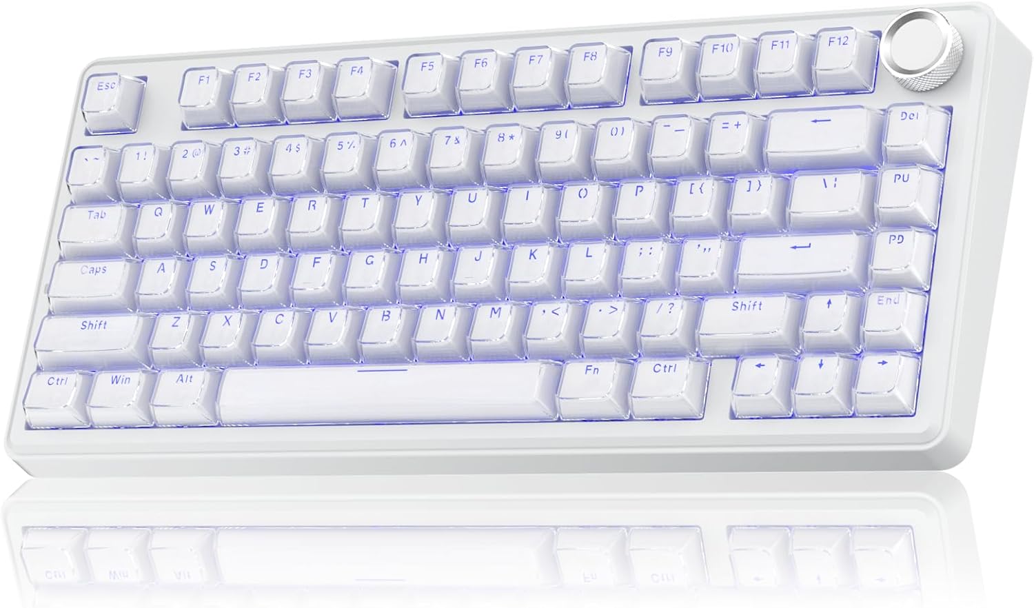 SOLAKAKA A75 Wireless Gaming Keyboard with Multifunction Knob, BT5.0\/2.4GHz\/USB-C, 75% Mechanical Keyboard, Hot-Swappable, Gasket Creamy Keyboard with RGB Backlit, Crystal Keycaps, for PC\/Mac\/PC