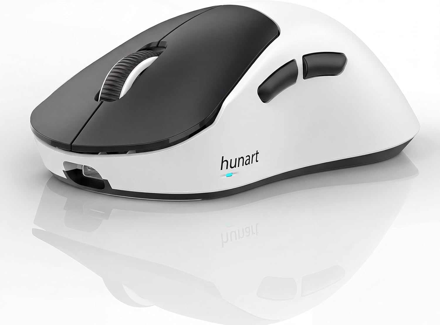 hunart H6 49g Wireless Mouse, Bluetooth &amp; 2.4GHz Rechargeable Mouse, Lightweight Silent Ergonomic Mouse with USB-C Charging, Portable Right-Hand Office Mouse for Laptop, PC, Mac (Black and White)