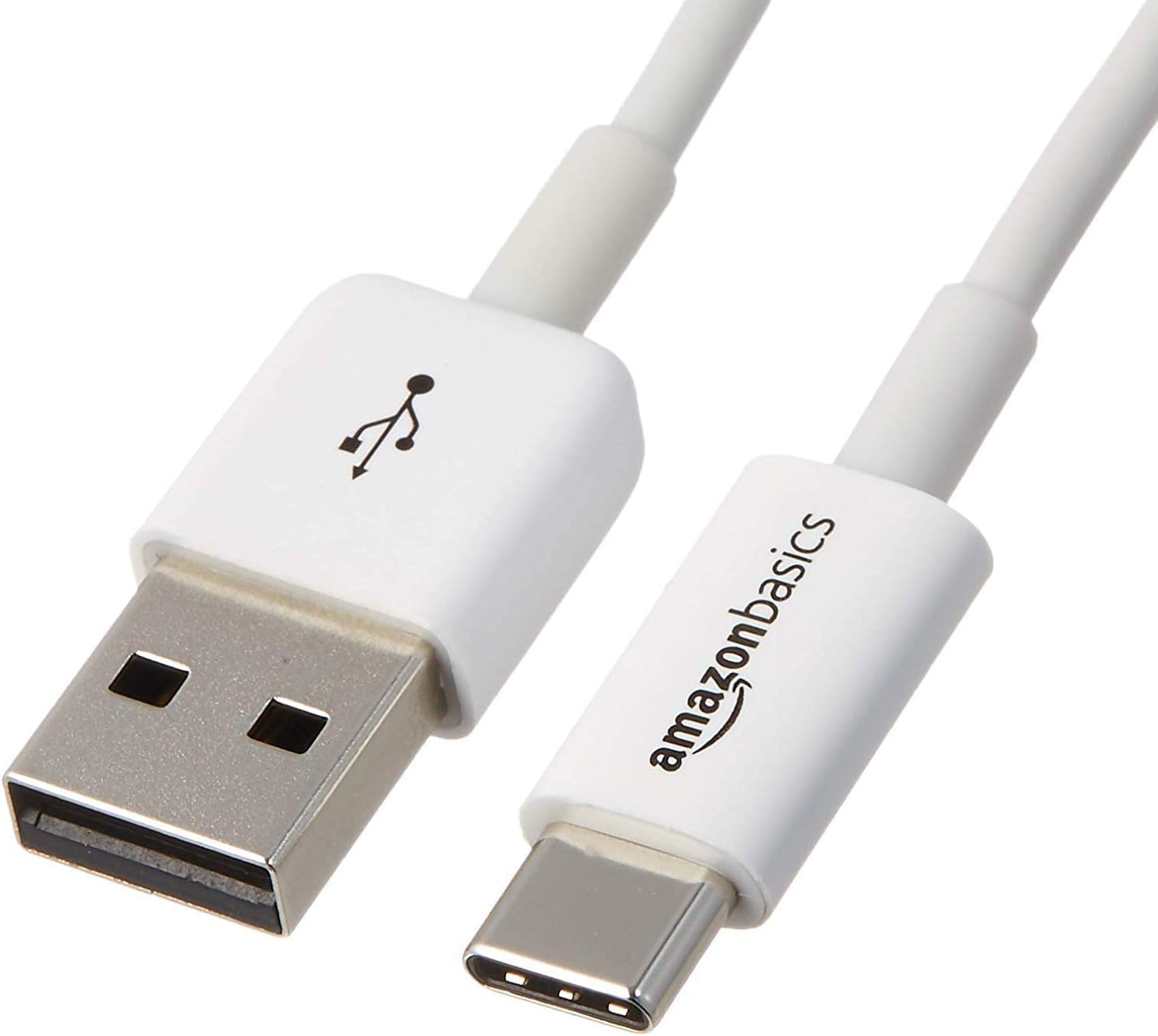 Amazon Basics USB-C to USB-A 2.0 Fast Charger Cable, 480Mbps Speed, USB-IF Certified, for Apple iPhone 16\/15, iPad, Samsung Galaxy, Tablets, Laptops, 6ft, White