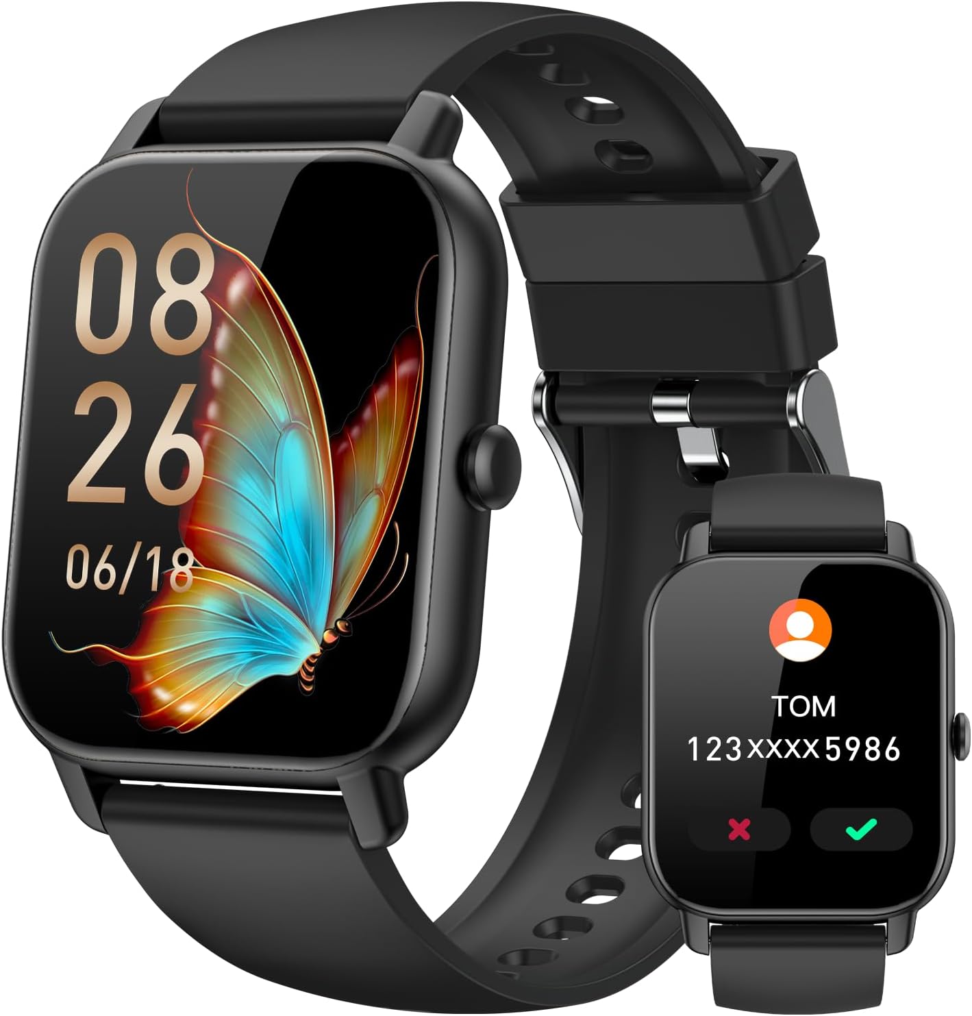 Smart Watches for Men Women(Answer\/Make Call), 1.85 inch HD Fitness Tracker Watch with Activity Counter\/ Sleep Monitor\/ 110+ Sports Modes, IP68 Waterproof Smart Watch for Android iPhone iOS Compati