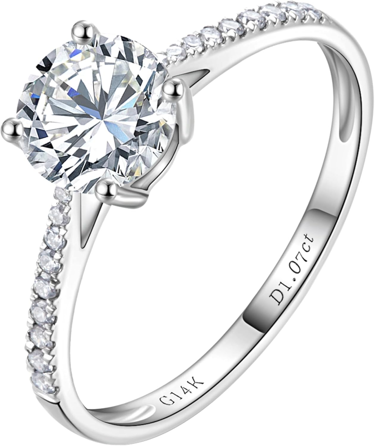 CRITI RORA 1-3 Carat Lab Grown Diamond Engagement Rings for Women,14K White Gold Classic 4-Prong IGI Certificate Round Cut Halo Ring,D-E Color VS1-VS2 Clarity,Wedding Band for Women