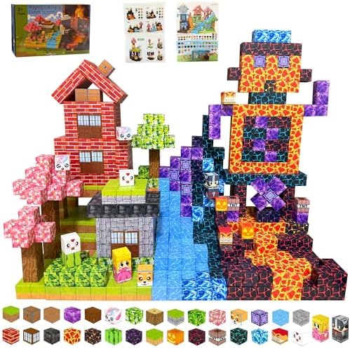 150PCS Magnetic Blocks Building Toys for Boys & Girls, Building Blocks with Wonderful World Topic, Ideal Building & Construction STEM Toys Gifts for Toddlers 3+ Years Old